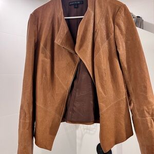 Lafayette 148 New York Tan Leather Jacket